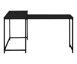 Black Metal L-Shaped Corner Desk -Living Room Furniture Store 810527369 3