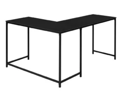 Black Metal L-Shaped Corner Desk -Living Room Furniture Store 810527369 6