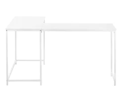 White Metal L-Shaped Corner Desk -Living Room Furniture Store 810527370 3