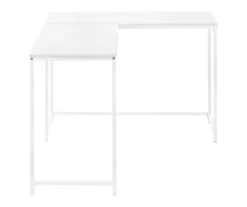 White Metal L-Shaped Corner Desk -Living Room Furniture Store 810527370 5