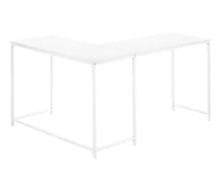 White Metal L-Shaped Corner Desk -Living Room Furniture Store 810527370 6
