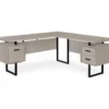 Taupe & Black 3-Drawer L-Shaped Corner Desk -Living Room Furniture Store 810527372 2