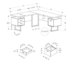 Taupe & Black 3-Drawer L-Shaped Corner Desk -Living Room Furniture Store 810527372 5