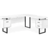 White & Black 3-Drawer L-Shaped Corner Desk 1 White & Black 3-Drawer L-Shaped Corner Desk -Living Room Furniture Store 810527374 2