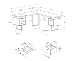 White & Black 3-Drawer L-Shaped Corner Desk -Living Room Furniture Store 810527374 5