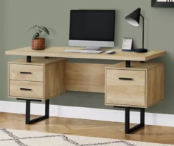 Natural Reclaimed Wood Look Reversible Computer Desk -Living Room Furniture Store 810533367 1