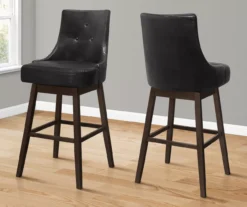 Button Tufted Faux Leather Swivel Bar Stools, 2-Pack -Living Room Furniture Store 810533438 1