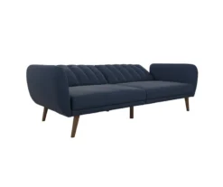 Brittany Navy Blue Linen Convertible Sleeper Futon -Living Room Furniture Store 810535269 5