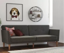 Regal Gray Linen Convertible Sleeper Futon -Living Room Furniture Store 810535613 3