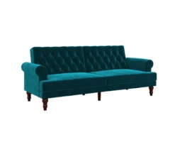 Cassidy Green Velvet Convertible Sleeper Futon -Living Room Furniture Store 810535627 4