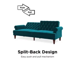 Cassidy Green Velvet Convertible Sleeper Futon -Living Room Furniture Store 810535627 6
