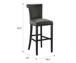 30" Black Faux Brushed Leather Bar Stools, 2-Pack -Living Room Furniture Store 810535738 2