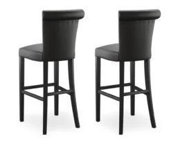 30" Black Faux Brushed Leather Bar Stools, 2-Pack -Living Room Furniture Store 810535738 7