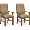 Rustic Pine & Dixie Almond Upholstered Dining Chairs, 2-Pack -Living Room Furniture Store 810535744 1