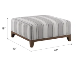 Stone Gray Square Wood Leg Ottoman -Living Room Furniture Store 810535755 2