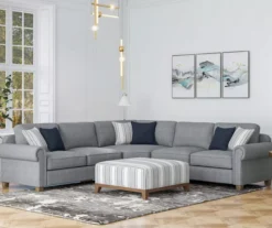 Stone Gray Square Wood Leg Ottoman -Living Room Furniture Store 810535755 6