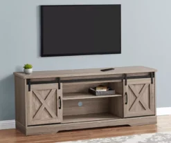 59" Dark Taupe Wood Look Sliding Barn Door TV Stand -Living Room Furniture Store 810535762 4