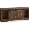 60" Reclaimed Brown Wood Look Sliding Barn Door TV Stand -Living Room Furniture Store 810535764 2
