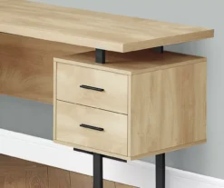 Natural Wood Look 3-Drawer L-Shaped Corner Comptuer Desk -Living Room Furniture Store 810535780 4