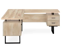 Natural Wood Look 3-Drawer L-Shaped Corner Comptuer Desk -Living Room Furniture Store 810535780 5