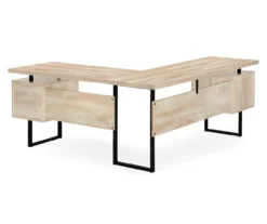 Natural Wood Look 3-Drawer L-Shaped Corner Comptuer Desk -Living Room Furniture Store 810535780 6