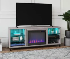 70" Intrepid Light Walnut Deluxe Electric Fireplace Console -Living Room Furniture Store 810538245 1