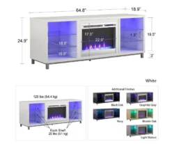 70" Intrepid Light Walnut Deluxe Electric Fireplace Console -Living Room Furniture Store 810538245 5