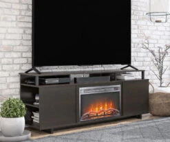 65" Himmel Espresso Electric Fireplace Console -Living Room Furniture Store 810538249 2