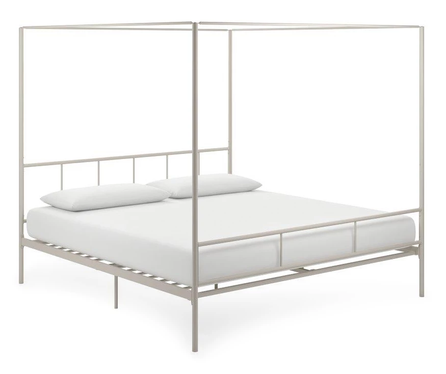 Marion White Metal King Canopy Bed 3 Marion White Metal King Canopy Bed