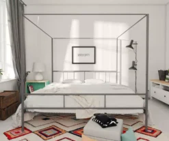 Marion Dark Gray Metal King Canopy Bed -Living Room Furniture Store 810538378 2