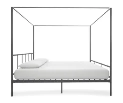 Marion Dark Gray Metal King Canopy Bed -Living Room Furniture Store 810538378 5