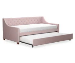 Her Majesty Light Pink Linen Daybed & Trundle 11 Her Majesty Light Pink Linen Daybed & Trundle -Living Room Furniture Store 810538395 4