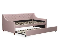Her Majesty Light Pink Linen Daybed & Trundle 12 Her Majesty Light Pink Linen Daybed & Trundle -Living Room Furniture Store 810538395 5