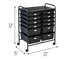 Black Metal 12-Drawer Rolling Storage Cart 12 Black Metal 12-Drawer Rolling Storage Cart -Living Room Furniture Store 810539917 5