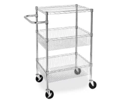 Chrome 3-Shelf Storage Cart -Living Room Furniture Store 810539919 3
