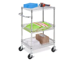 Chrome 3-Shelf Storage Cart -Living Room Furniture Store 810539919 7