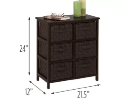 Black 6-Drawer Woven Strap Chest -Living Room Furniture Store 810539930 4