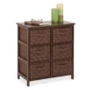 Brown 6-Drawer Woven Strap Chest