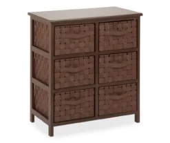 Brown 6-Drawer Woven Strap Chest -Living Room Furniture Store 810539931 3