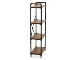 Black Industrial 4-Tier Bookshelf -Living Room Furniture Store 810539935 4