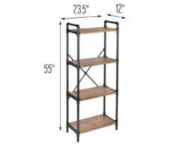 Black Industrial 4-Tier Bookshelf -Living Room Furniture Store 810539935 5