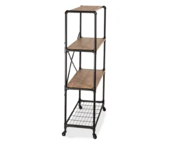 Rustic Black 4-Tier Industrial Rolling Bookshelf -Living Room Furniture Store 810539937 5