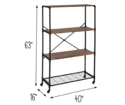 Rustic Black 4-Tier Industrial Rolling Bookshelf -Living Room Furniture Store 810539937 6