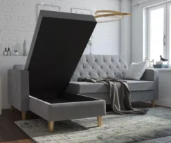 CosmoLiving Liberty Gray Chenille Sectional Storage Futon -Living Room Furniture Store 810541025 2