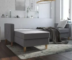 CosmoLiving Liberty Gray Chenille Sectional Storage Futon -Living Room Furniture Store 810541025 3