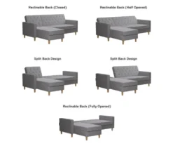 CosmoLiving Liberty Gray Chenille Sectional Storage Futon -Living Room Furniture Store 810541025 6