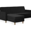 CosmoLiving Liberty Black Velvet Sectional Storage Futon -Living Room Furniture Store 810541040 5