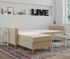 CosmoLiving Liberty Ivory Velvet Sectional Storage Futon 11 CosmoLiving Liberty Ivory Velvet Sectional Storage Futon -Living Room Furniture Store 810541041 3