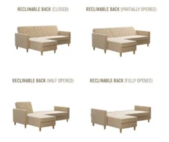 CosmoLiving Liberty Ivory Velvet Sectional Storage Futon 13 CosmoLiving Liberty Ivory Velvet Sectional Storage Futon -Living Room Furniture Store 810541041 6