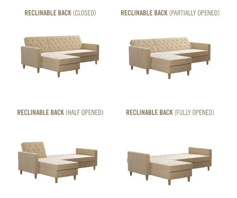 CosmoLiving Liberty Ivory Velvet Sectional Storage Futon 8 CosmoLiving Liberty Ivory Velvet Sectional Storage Futon - Image 6